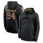 LA.Chargers #94 Dalvin Tomlinson Player Black Salute to Service Hoodies Limited Game Gdoa Stitched Jerseys