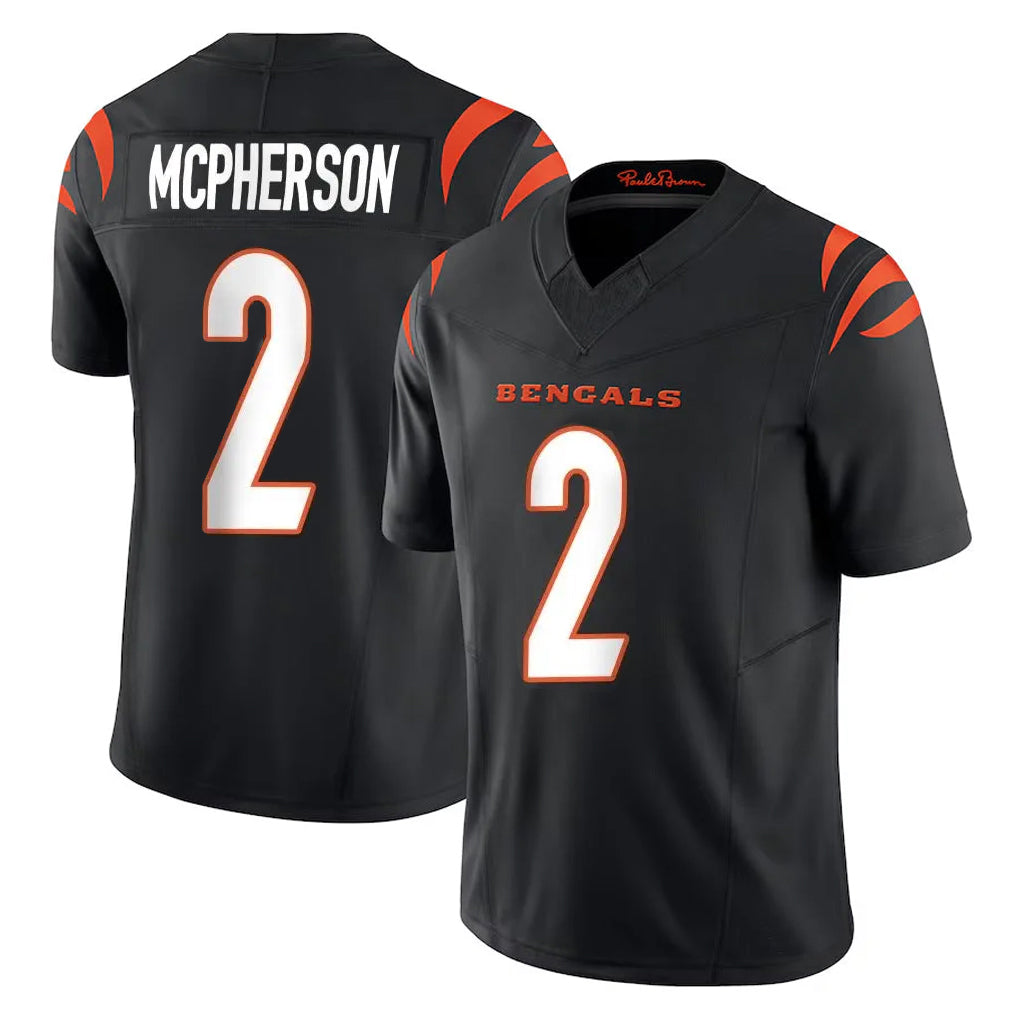 C.Bengals #2 Evan McPherson Player Black Vapor F.U.S.E. Limited Home Game Gdoa Stitched Jerseys