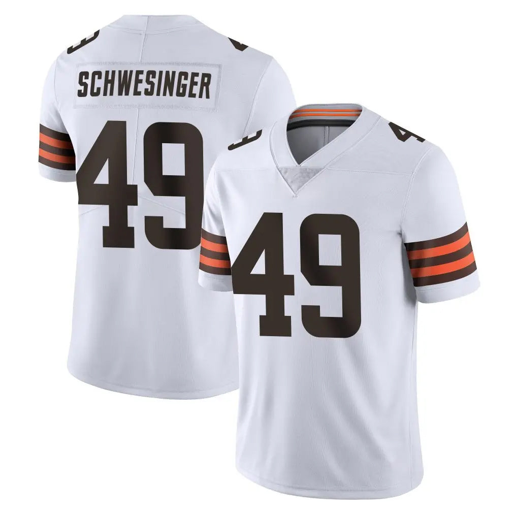 C.Browns #49 Carson Schwesinger Player White Vapor Untouchable Limited Home Game Gdoa Stitched Jerseys