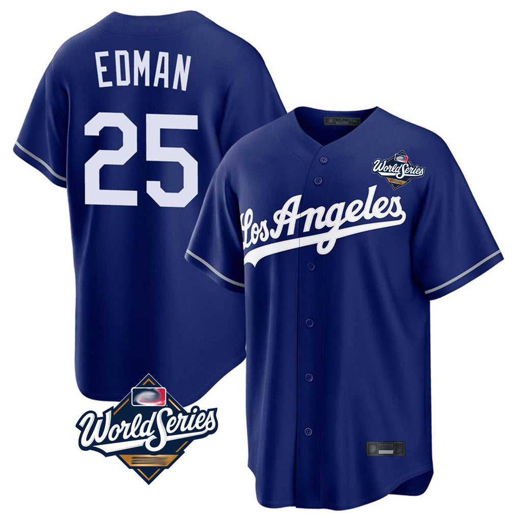 LA.Dodgers #25 Tommy Edman Player Royal World Series Game Fdoa Stitched Jerseys