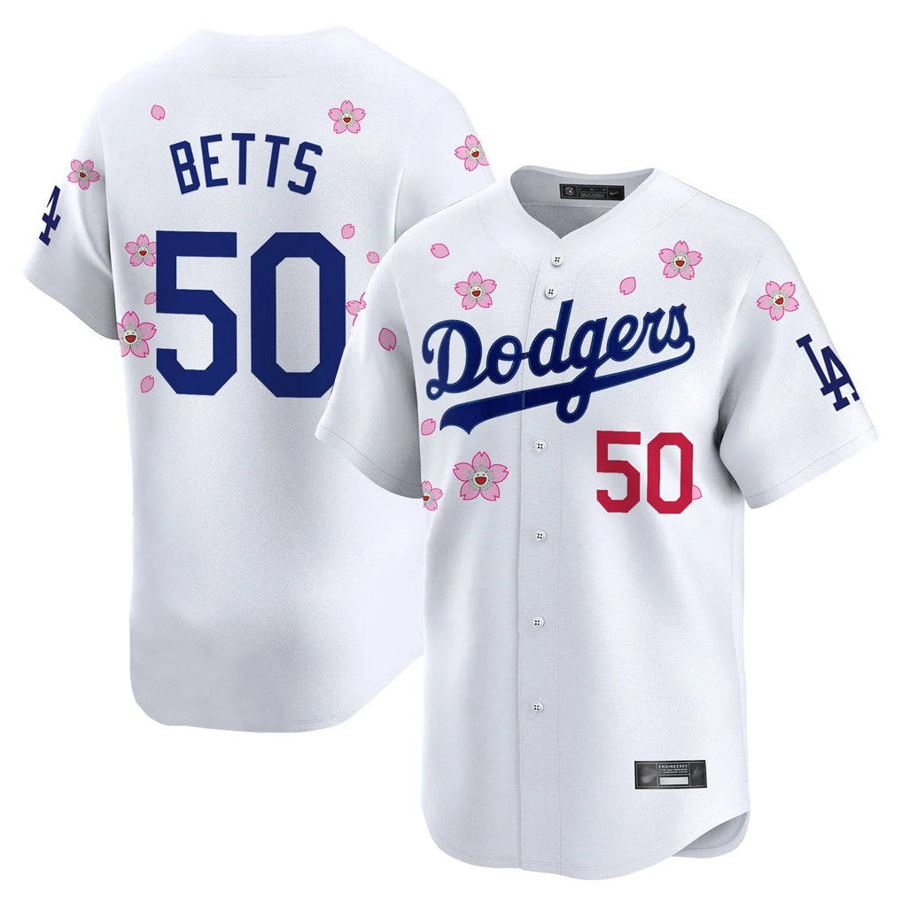 LA.Dodgers #50 Mookie Betts Player White Tokyo Series Vapor Premier Limited Fdoa Stitched Jerseys