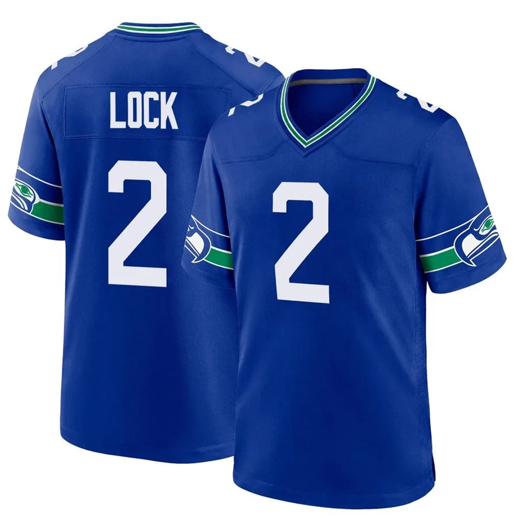 S.Seahawks #2 Drew Lock Player Royal Throwback Home Game Gdoa Stitched Jerseys
