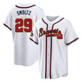 A.Braves #29 John Smoltz Player White Gold Home Game Gdoa Stitched Jerseys