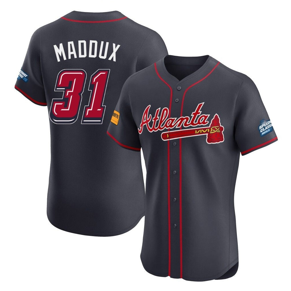 A.Braves #31 Greg Maddux Player Navy 2025 Speedway Classic Limited Elite Home Game Gdoa Stitched Jerseys