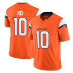 D.Broncos #10 Bo Nix Player Orange Vapor F.U.S.E. Limited Home Game Gdoa Stitched Jerseys