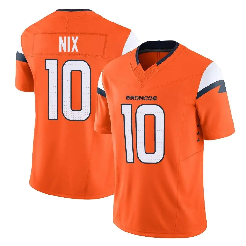 D.Broncos #10 Bo Nix Player Orange Vapor F.U.S.E. Limited Home Game Gdoa Stitched Jerseys