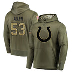 IN.Colts #53 CJ Allen Player Olive Salute to Service Pullover Hoodies Home Game Gdoa Stitched Jerseys