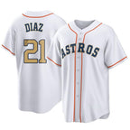 H.Astros #21 Yainer Diaz Player Gold Collection Game Home Gdoa Stitched Jerseys