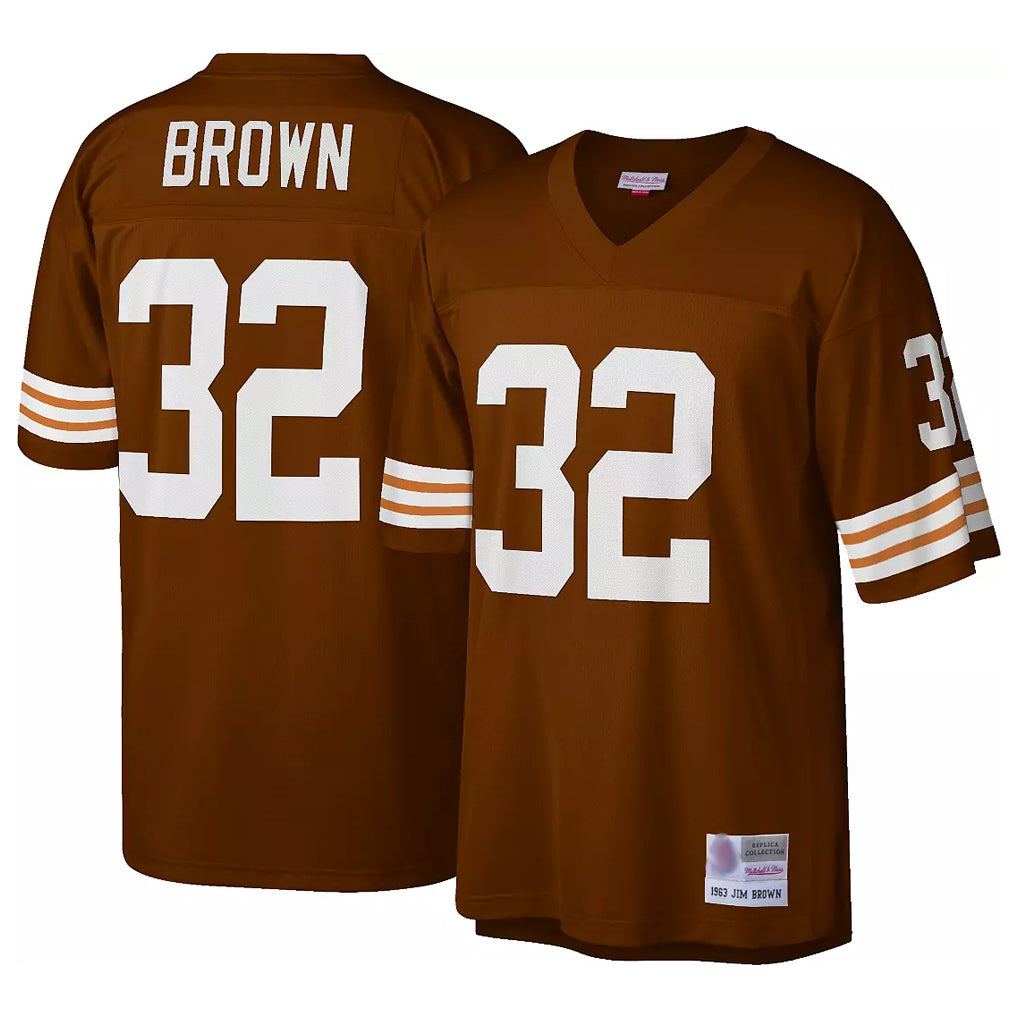 C.Browns #32 Jim Brown Player Brown Mitchell & Ness 1963 Throwback Gdoa Stitched Jerseys