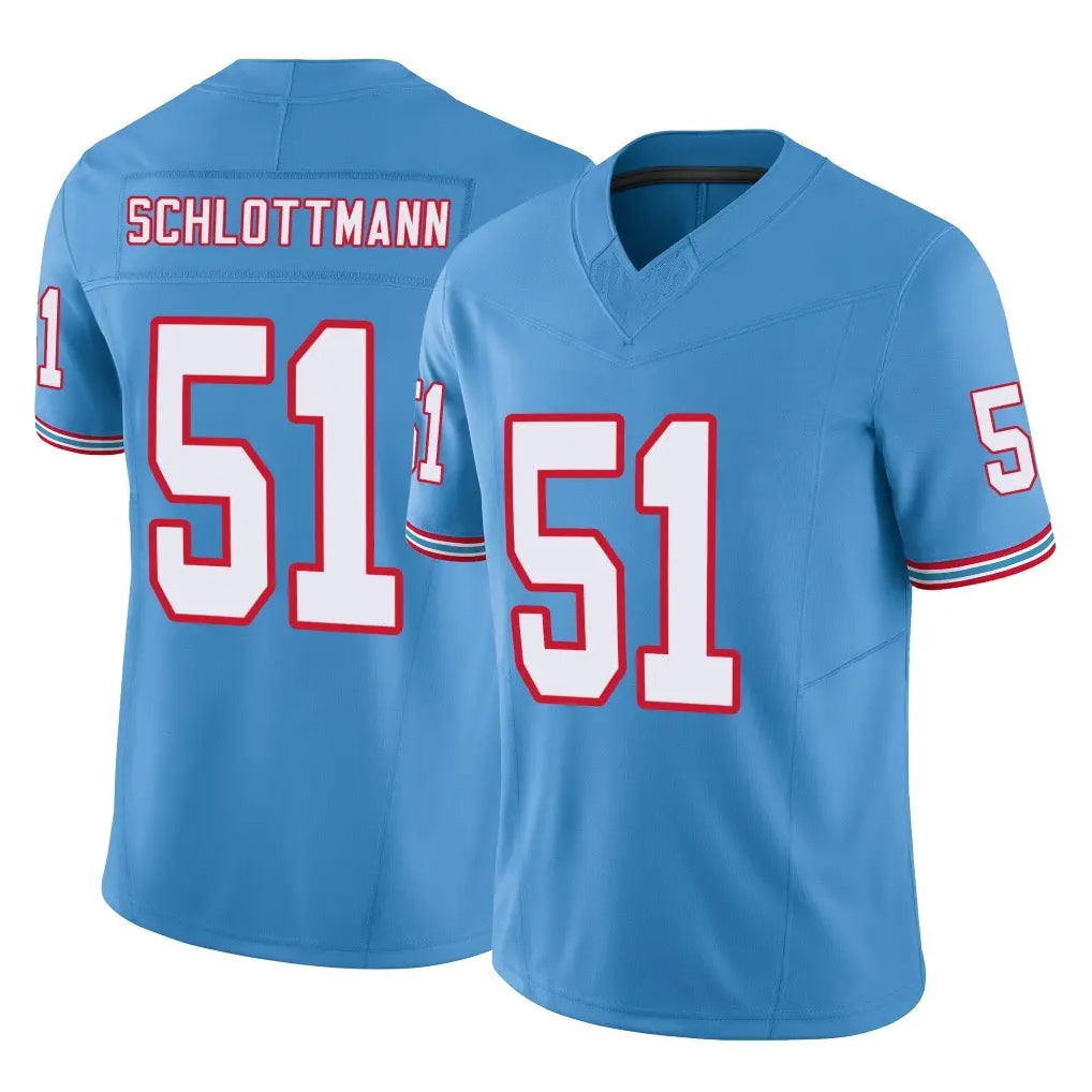 T.Titans #51 Austin Schlottmann Player Light Blue Limited Vapor F.U.S.E. Home Game Gdoa Stitched Jerseys