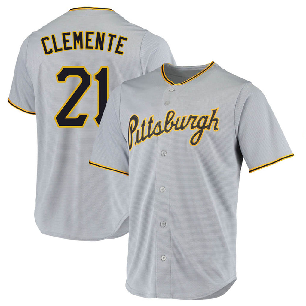 P.Pirates #21 Roberto Clemente Player Gray Road Home Game Fdoa Stitched Jerseys