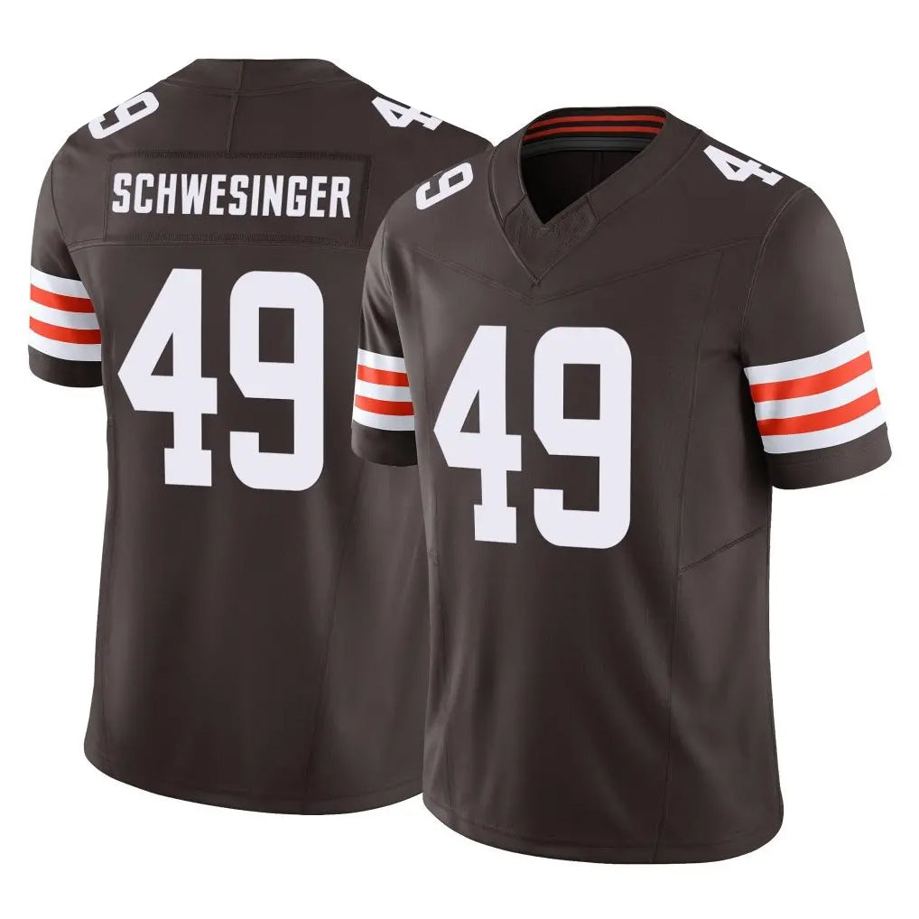 C.Browns #49 Carson Schwesinger Player Brown Vapor F.U.S.E. Limited Home Game Gdoa Stitched Jerseys