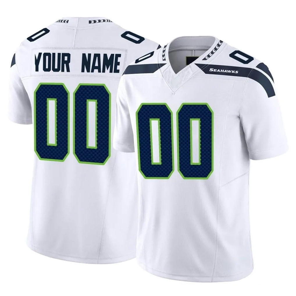 Custom S.Seahawks White Limited Vapor F.U.S.E. Home Game Any Name & Numbers Gdoa Stitched Jerseys