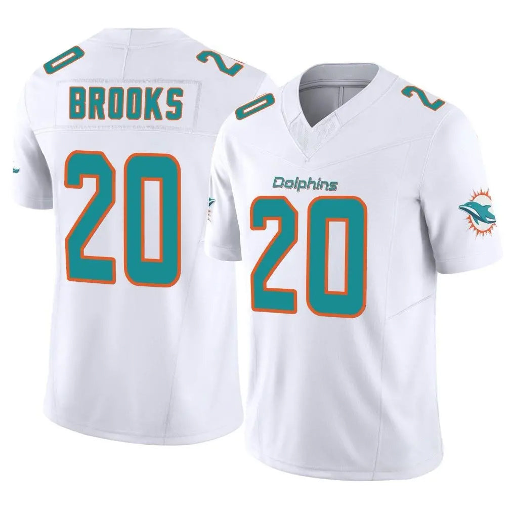 M.Dolphins #20 Jordyn Brooks Player White Limited Vapor F.U.S.E. Home Game Gdoa Stitched Jerseys