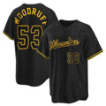 M.Brewers #53 Brandon Woodruff Player Black Snake Skin City Home Game Fdoa Stitched Jerseys