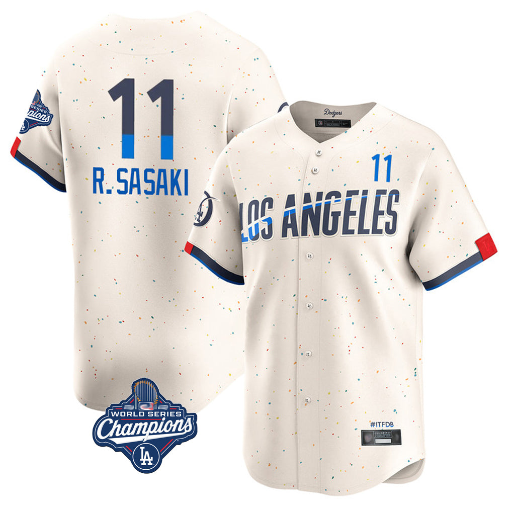 LA.Dodgers #11 Roki Sasaki Player Cream World Series Meet City Connect Limited Home Fdoa Stitched Jerseys