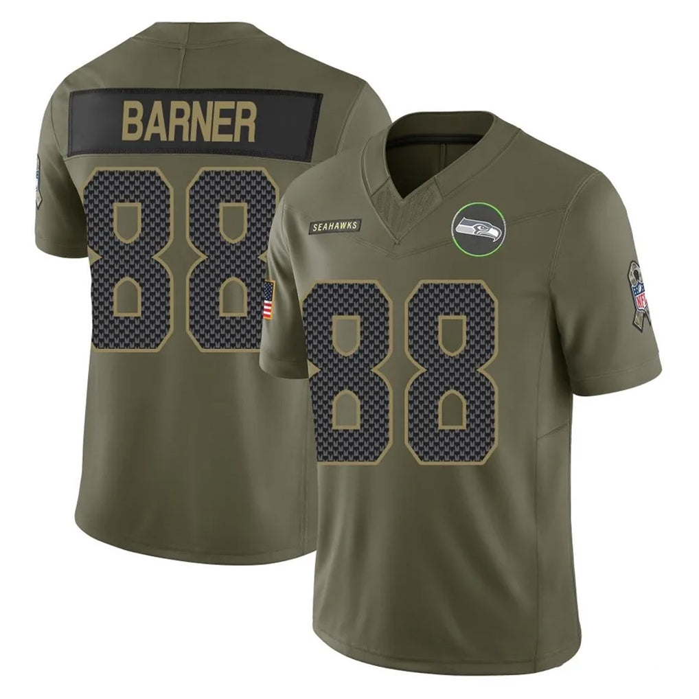 S.Seahawks #88 AJ Barner Player Olive 2025 Salute To Service Limited Home Game Gdoa Stitched Jerseys