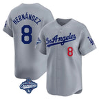 LA.Dodgers #8 Enrique Hern¨¢ndez Player Gray World Series Meet Limited Home Fdoa Stitched Jerseys