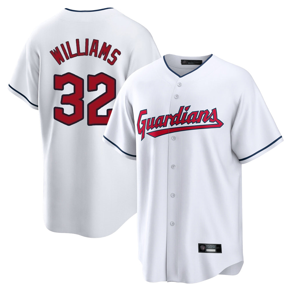 C.Guardians #32 Gavin Williams Player White Home Game Gdoa Stitched Jerseys