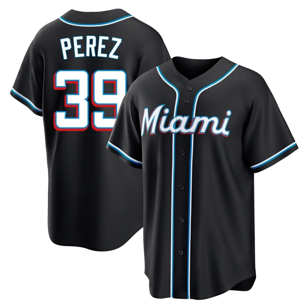 M.Marlins #39 Eury Perez Player Black Fashion Out Home Game Fdoa Stitched Jerseys