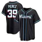 M.Marlins #39 Eury Perez Player Black Fashion Out Home Game Fdoa Stitched Jerseys