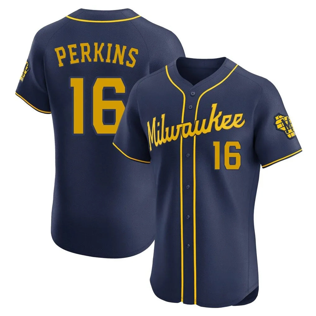 M.Brewers #16 Blake Perkins Player Navy Home Limited Elite Fdoa Stitched Jerseys