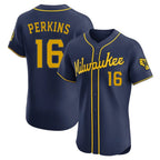 M.Brewers #16 Blake Perkins Player Navy Home Limited Elite Fdoa Stitched Jerseys