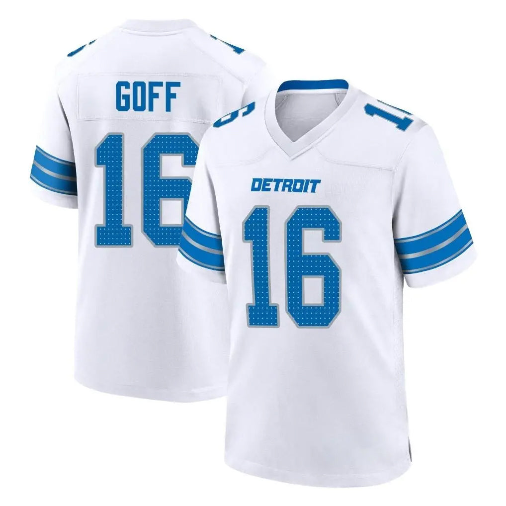 D.Lions #16 Jared Goff Player White Alternate Home Game Gdoa Stitched Jerseys