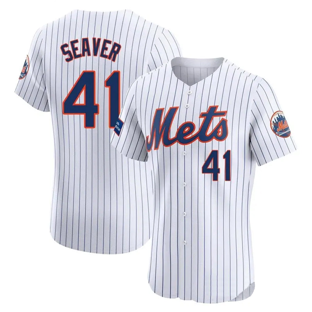 NY.Mets #41 Tom Seaver Player White Home Limited Elite Fdoa Stitched Jerseys