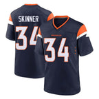 D.Broncos #34 JL Skinner Player Navy Home Game Gdoa Stitched Jerseys