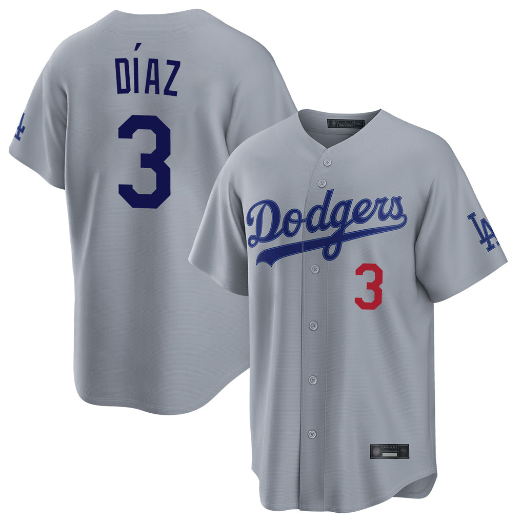 LA.Dodgers #3 Edwin D¨ªaz Player Gray Game Home Fdoa Stitched Jerseys