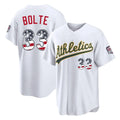 Athletics #33 Henry Bolte Player White USA 250 Fourth of July Home Game Gdoa250Ys Stitched Jerseys