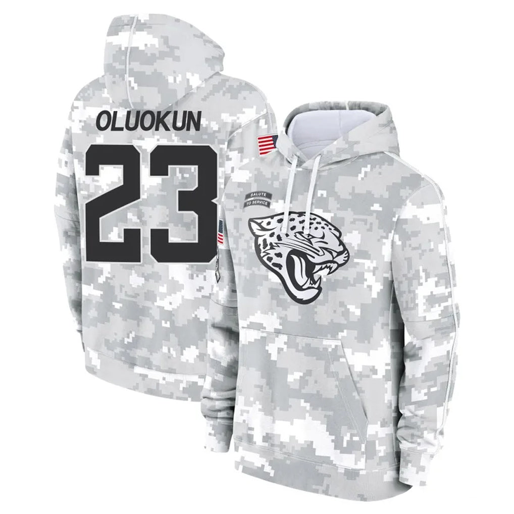 J.Jaguars #23 Foyesade Oluokun Player Arctic Camo Salute to Service Hoodies Limited Game Gdoa Stitched Jerseys