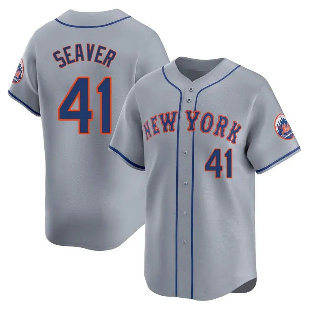 NY.Mets #41 Tom Seaver Player Gray Road Limited Home Fdoa Stitched Jerseys