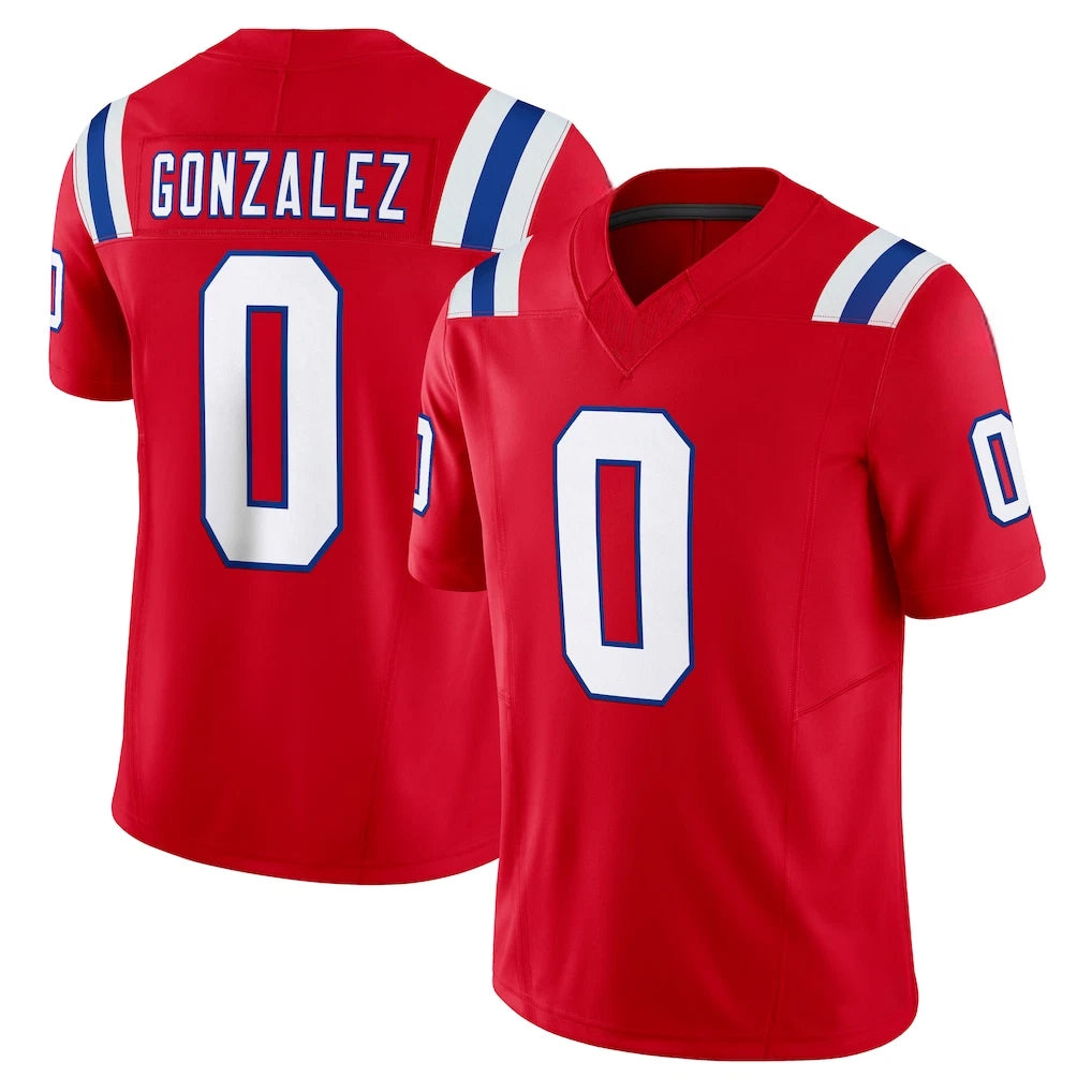 NE.Patriots #0 Christian Gonzalez Player Red Limited Vapor F.U.S.E. Home Game Gdoa Stitched Jerseys