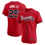 A.Braves #29 John Smoltz Player Red Limited Elite Home Game Gdoa Stitched Jerseys