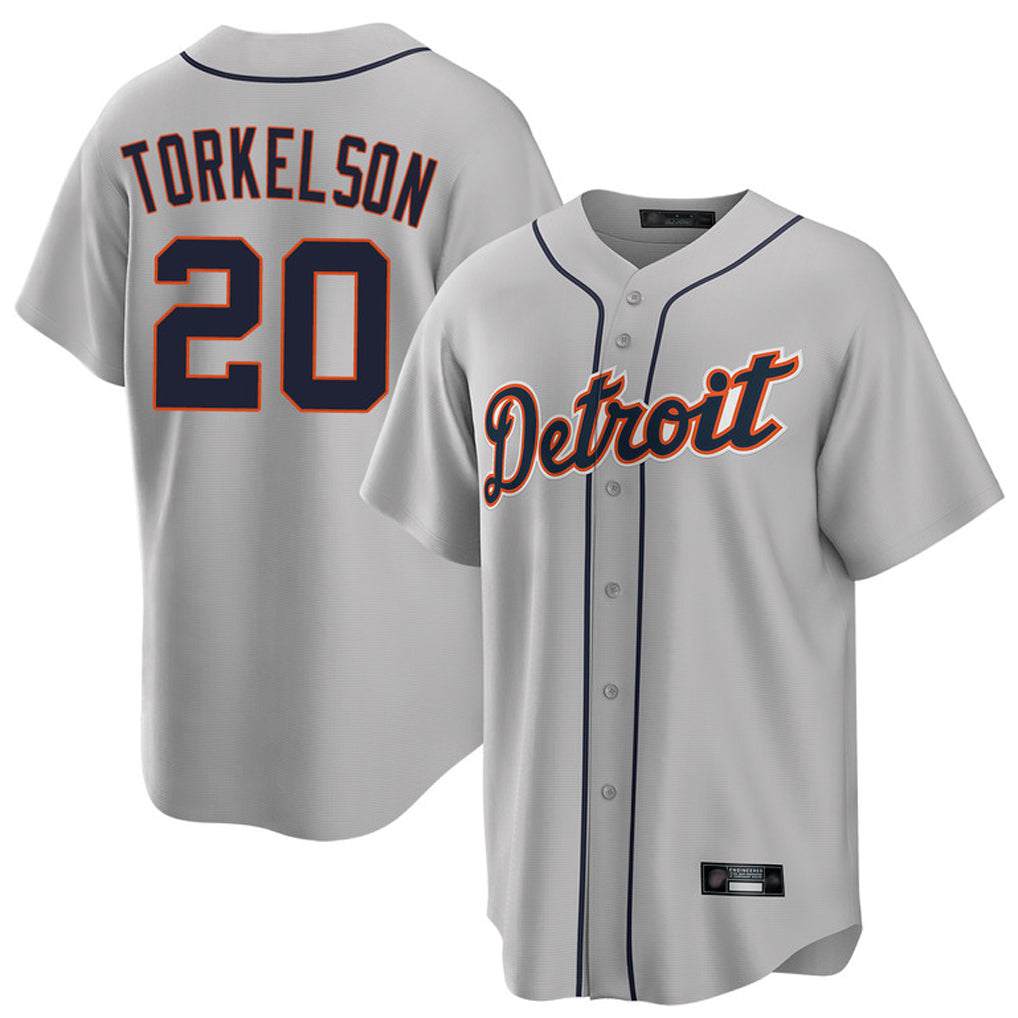 D.Tigers #20 Spencer Torkelson Player Gray Home Game Gdoa Stitched Jerseys