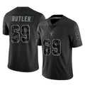 LV.Raiders #69 Adam Butler Player Black Reflective Limited Game Gdoa Stitched Jerseys