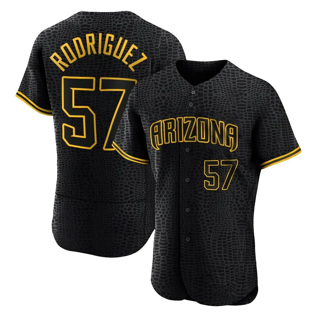 A.Diamondbacks #57 Eduardo Rodriguez Player Black Snake Skin City Limited Elite Home Game Gdoa Stitched Jerseys