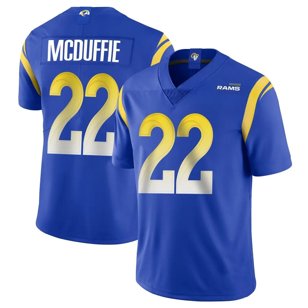 LA.Rams #22 Trent McDuffie Player Royal Limited Vapor Untouchable Home Game Gdoa Stitched Jerseys