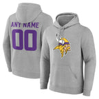Custom M.Vikings Gray LOGO Pullover Hoodies Limited Any Name & Numbers Gdoa Stitched Jerseys