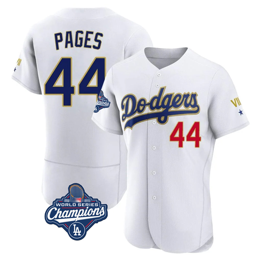 LA.Dodgers #44 Andy Pages Player Gold White World Series Meet 2026 Collection Stadium Limited Elite Fdoa Stitched Jerseys
