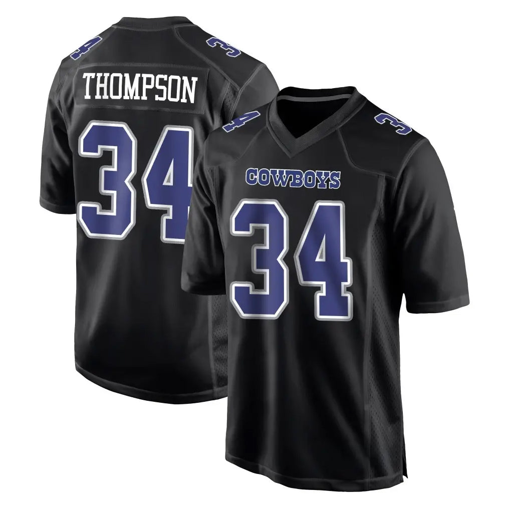 D.Cowboys #34 Jalen Thompson Player Carbon Black Fashion Home Game Gdoa Stitched Jerseys