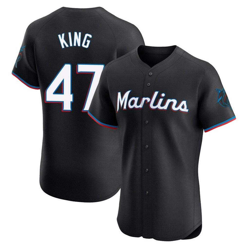 M.Marlins #47 John King Player Black Vapor Home Limited Elite Fdoa Stitched Jerseys