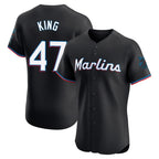 M.Marlins #47 John King Player Black Vapor Home Limited Elite Fdoa Stitched Jerseys