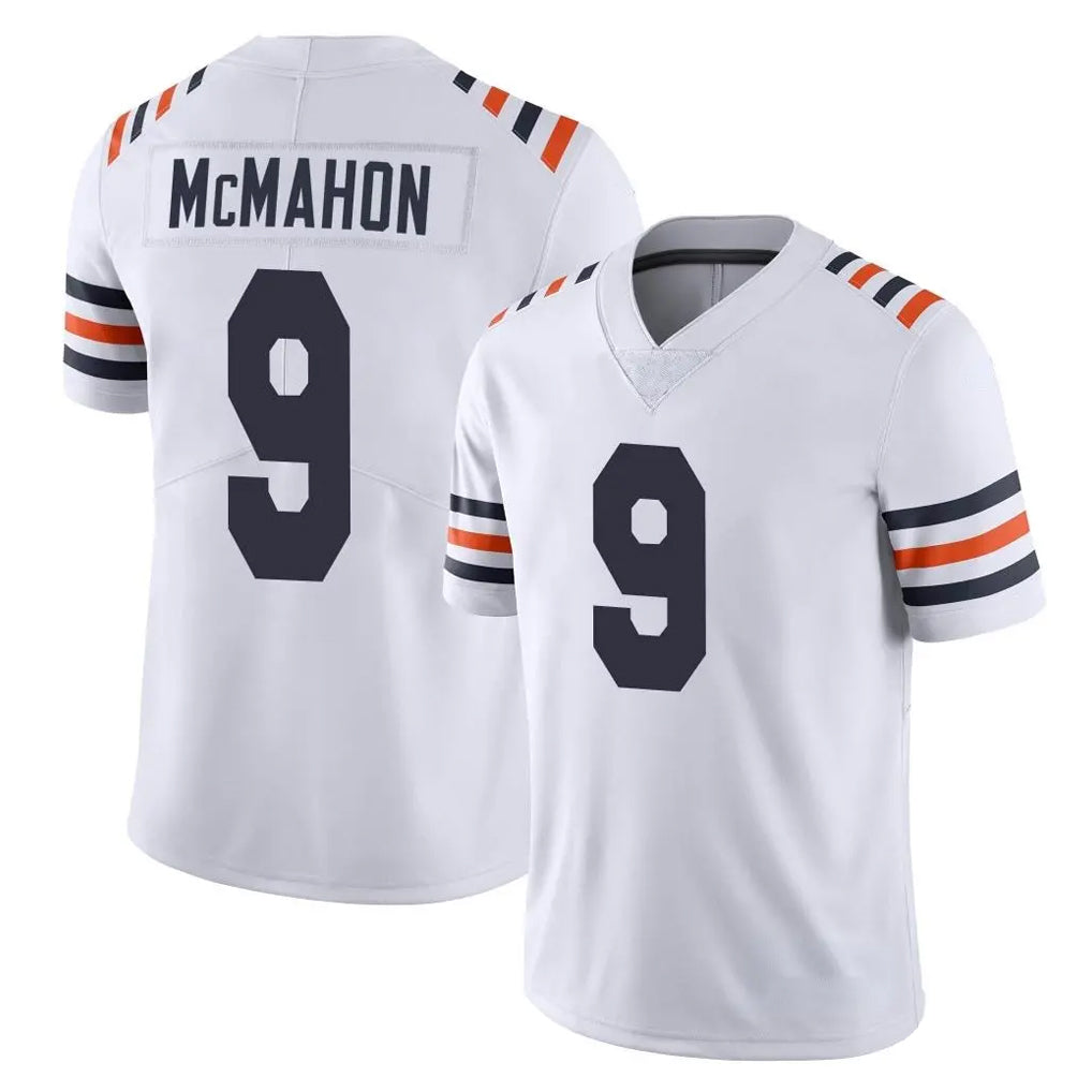 C.Bears #9 Jim McMahon Player White Classic Vapor Limited Home Game Gdoa Stitched Jerseys