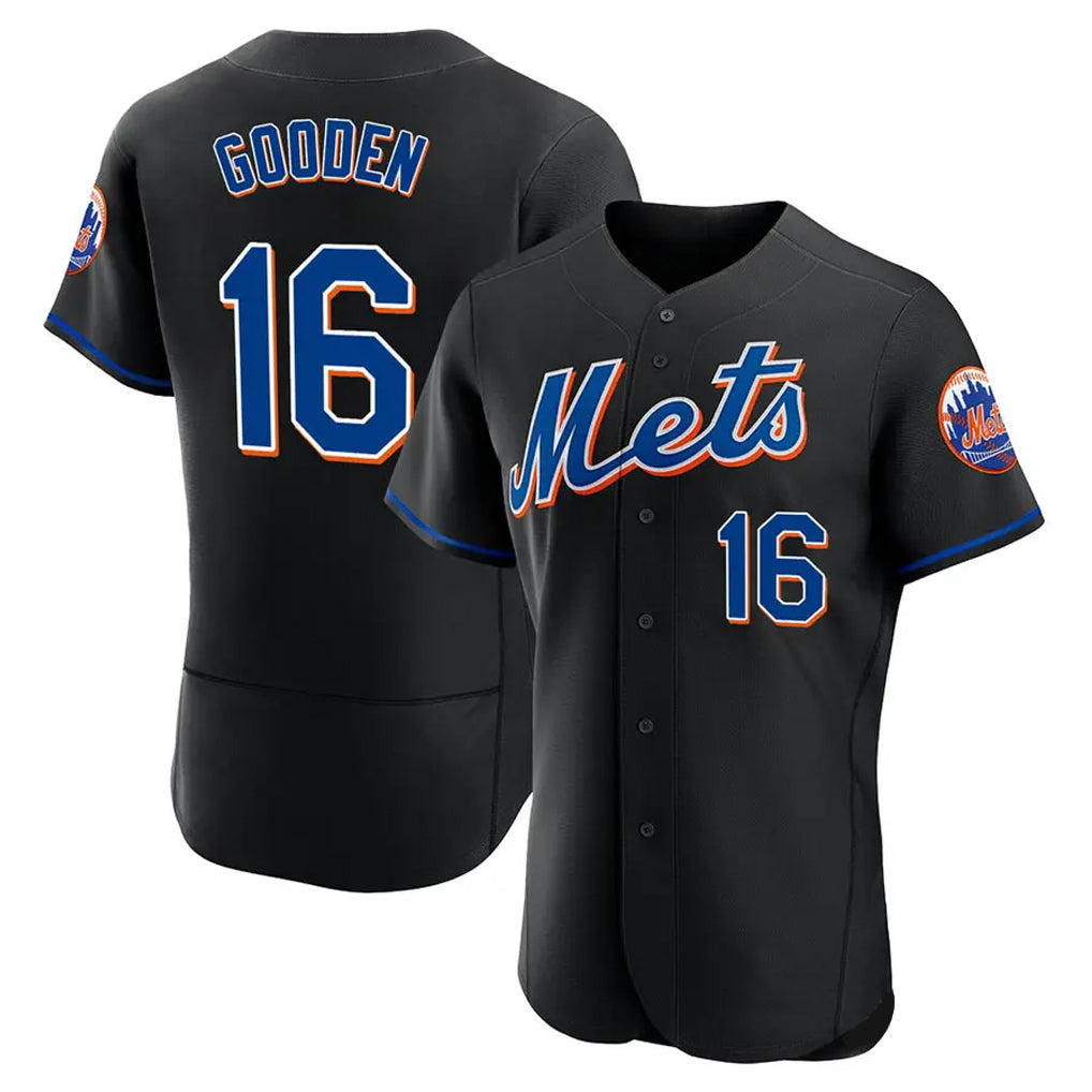 NY.Mets #16 Dwight Gooden Player Black Replica Home Limited Elite Fdoa Stitched Jerseys