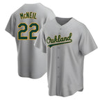 Athletics #22 Jeff McNeil player Gray Replica Road Stitched Jersey