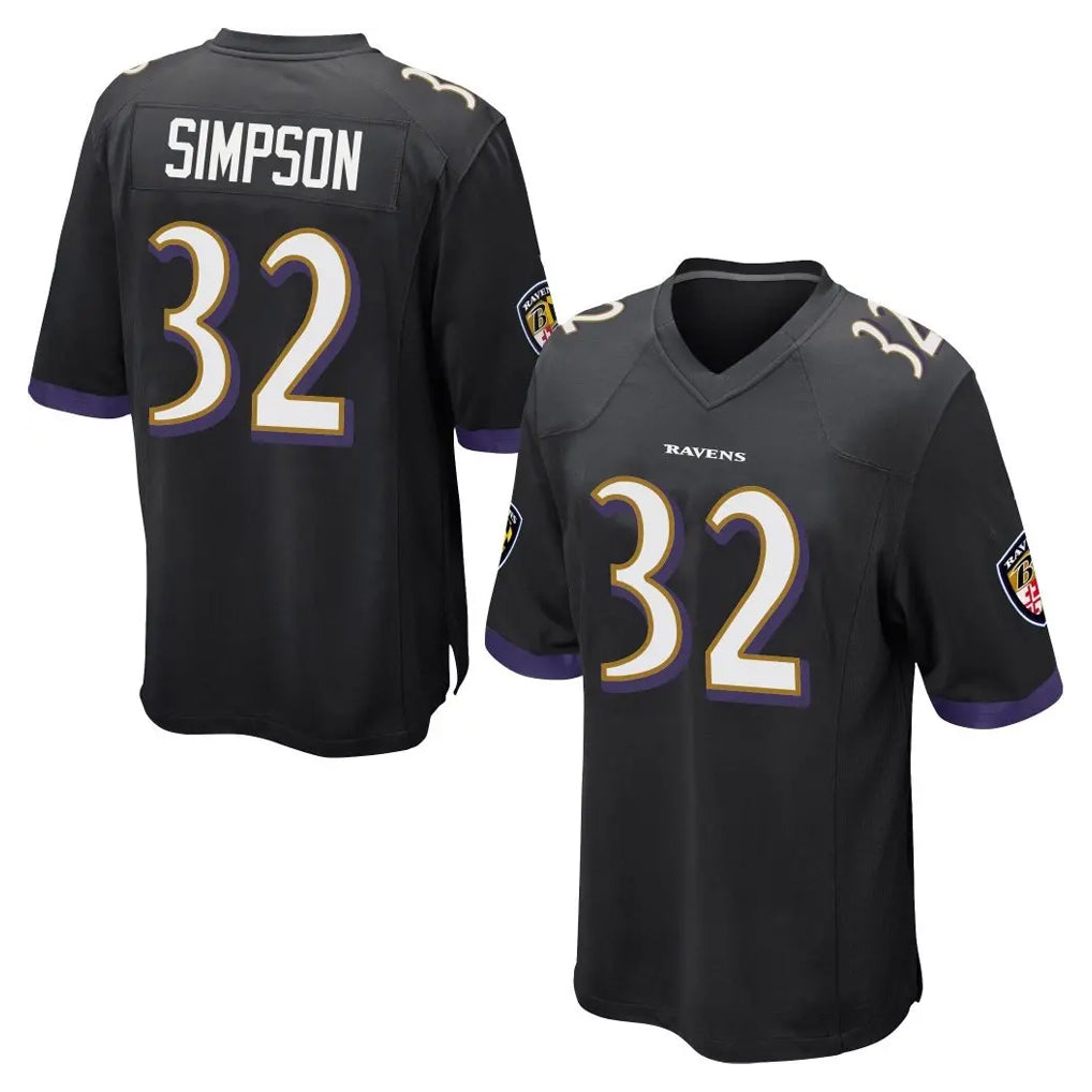 B.Ravens #32 Trenton Simpson Player Black Home Game Gdoa Stitched Jerseys