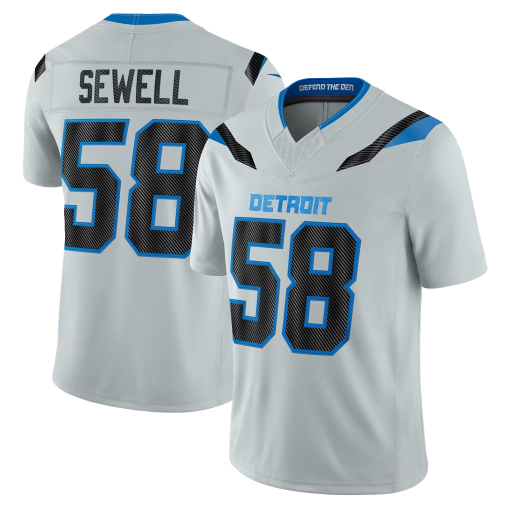 D.Lions #58 Penei Sewell Player Silver Limited 2026 Rivalries Collection Home Game Gdoa Stitched Jerseys